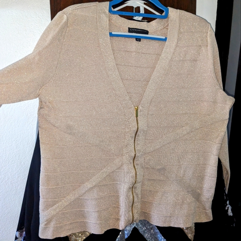 Lane Bryant Beige Body Con Zip Sweater Size 18/20